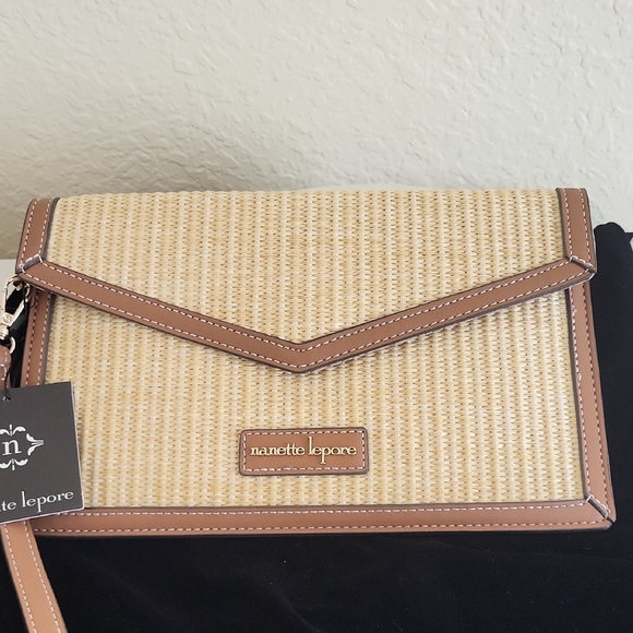 Nanette Lepore Handbags - Nanette Lepore Straw  And Brown Envelope Purse